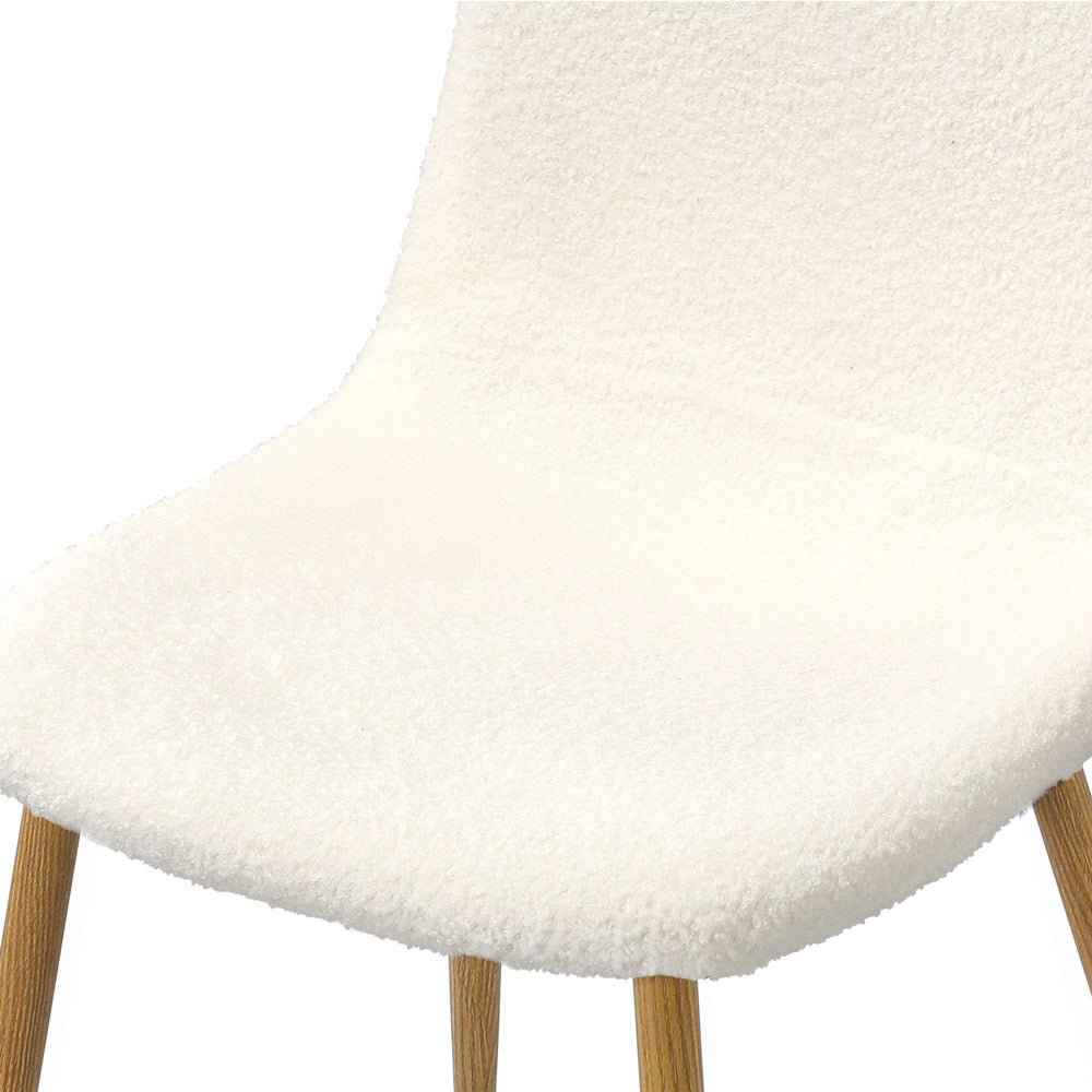 Oikiture 2x Dining Chairs Sherpa White and Wooden-Dining Chair-PEROZ Accessories