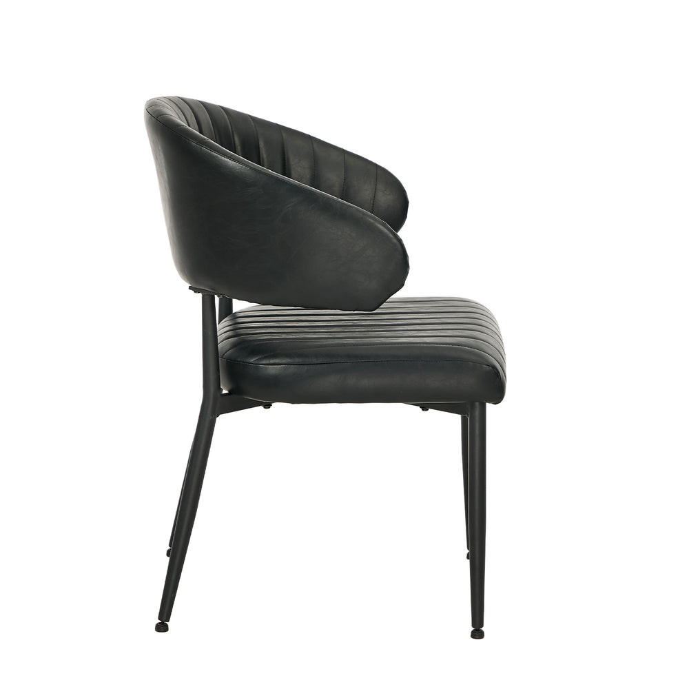 Oikiture 2x PU Leather Dining Chair Kitchen Padded Seat Black-Dining Chair-PEROZ Accessories