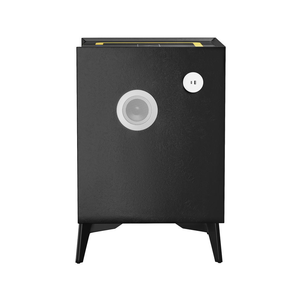 Oikiture 2x Smart Bedside Tables Wireless Charging LED 3 Drawers Black-Bedside Tables-PEROZ Accessories