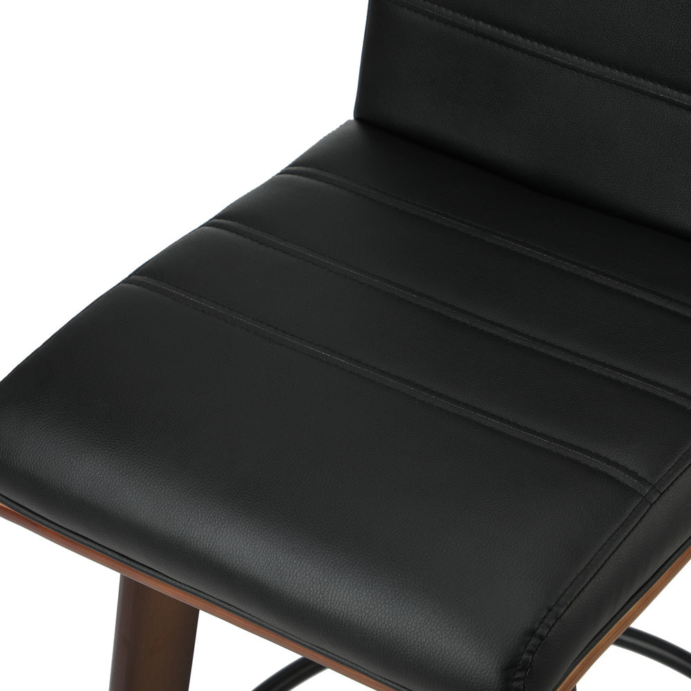 Oikiture 2x Wooden Bar Stools Swivel Chairs PU Leather-Bar Stool-PEROZ Accessories