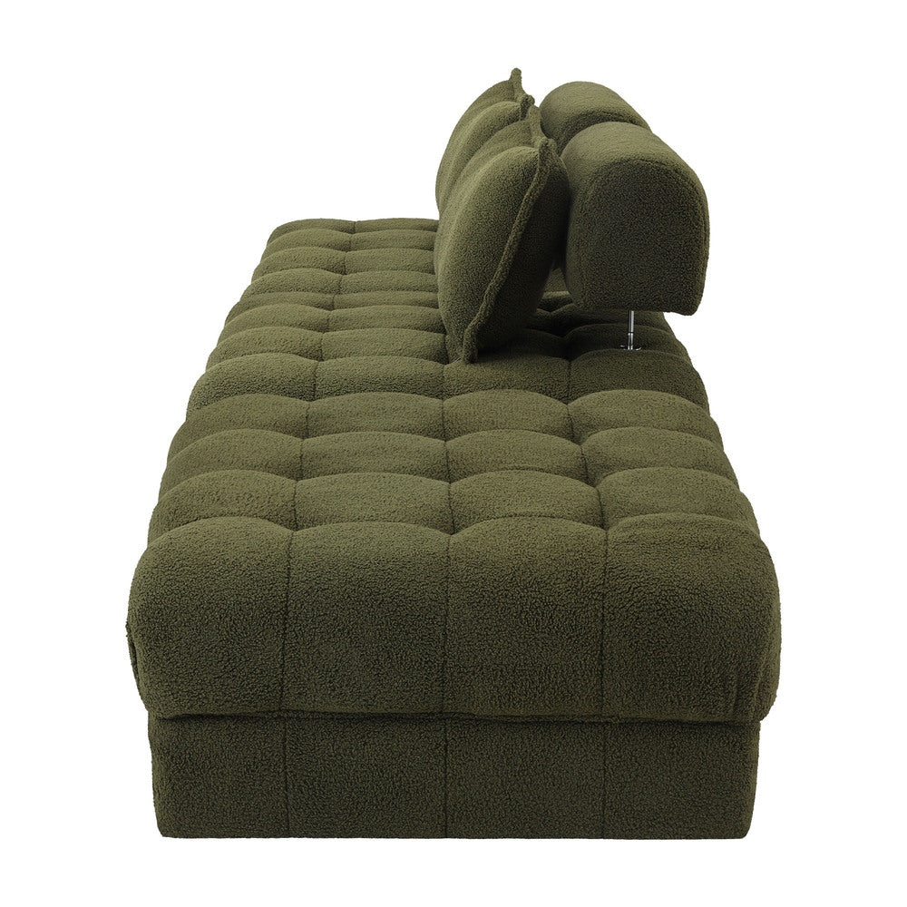 Oikiture 3 Seater Boucle Modular Sofa & Ottoman Set Green-Sofa-PEROZ Accessories