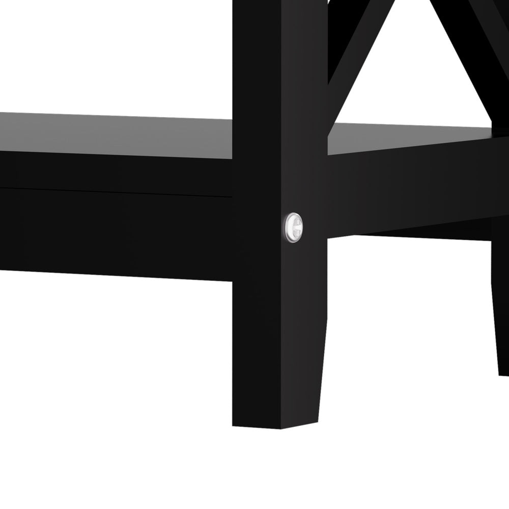 Oikiture 3-Tier Console Table X-Design Wooden Black-Console Tables-PEROZ Accessories