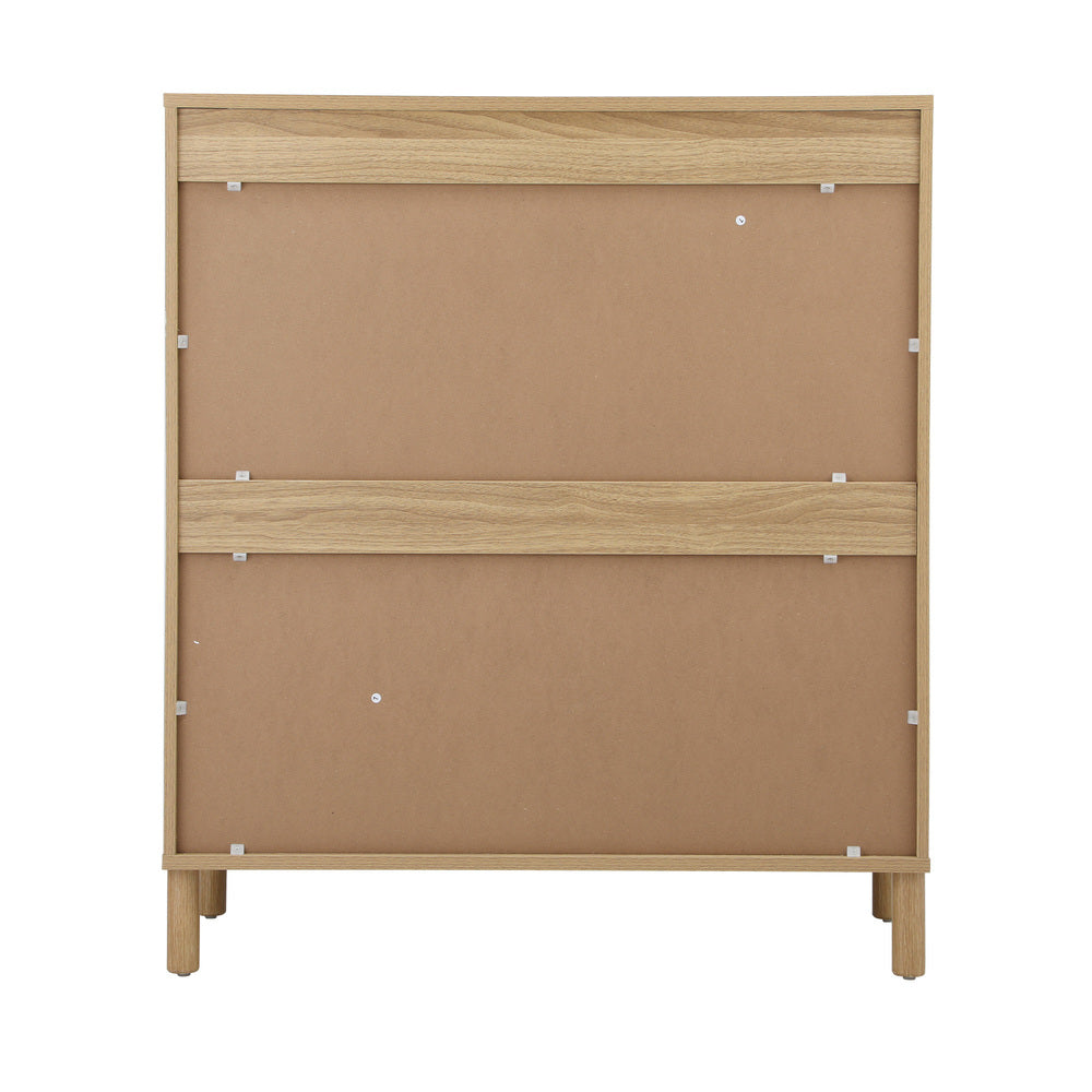 Oikiture 4 Chest of Drawers Rattan Dresser Natural-Chest of Drawers-PEROZ Accessories