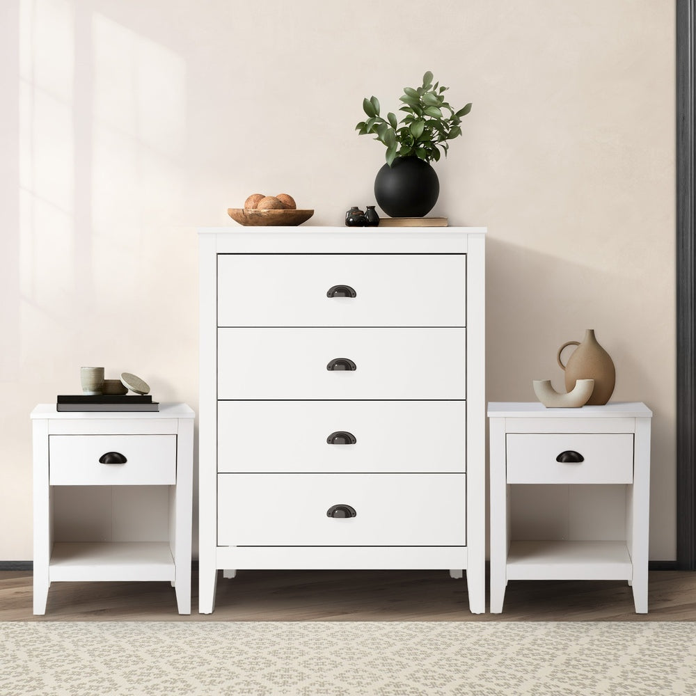 Oikiture 4 Chest of Drawers and 2 Bedside Tables Vintage Bedroom Set-Chest of Drawers-PEROZ Accessories