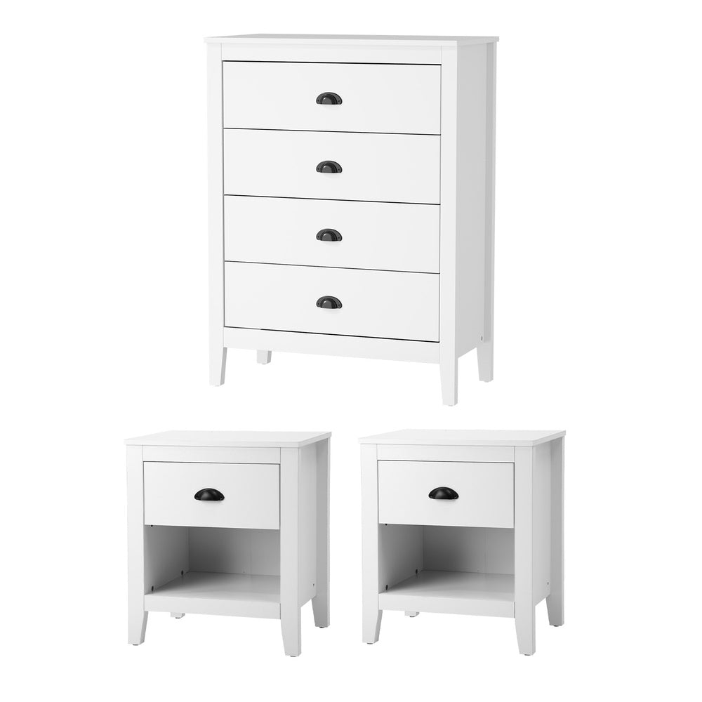 Oikiture 4 Chest of Drawers and 2 Bedside Tables Vintage Bedroom Set-Chest of Drawers-PEROZ Accessories