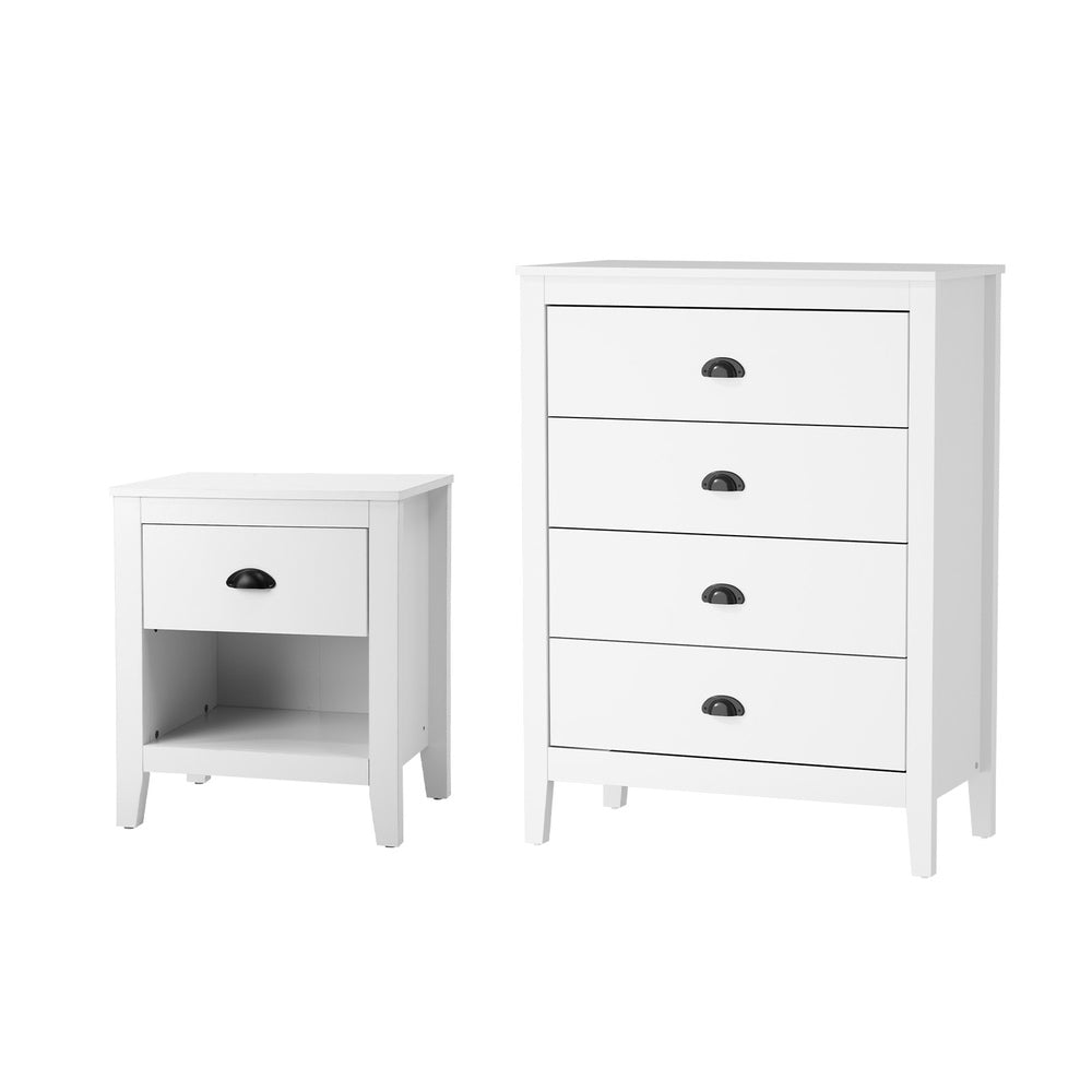 Oikiture 4 Chest of Drawers and Bedside Table Vintage Bedroom Set-Chest of Drawers-PEROZ Accessories