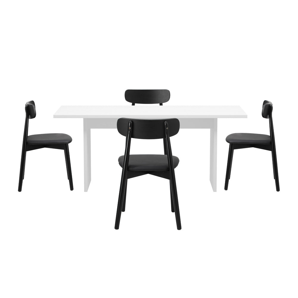 Oikiture 4-Seater Dining Table and Chairs Set Wooden Black-Dining Set-PEROZ Accessories