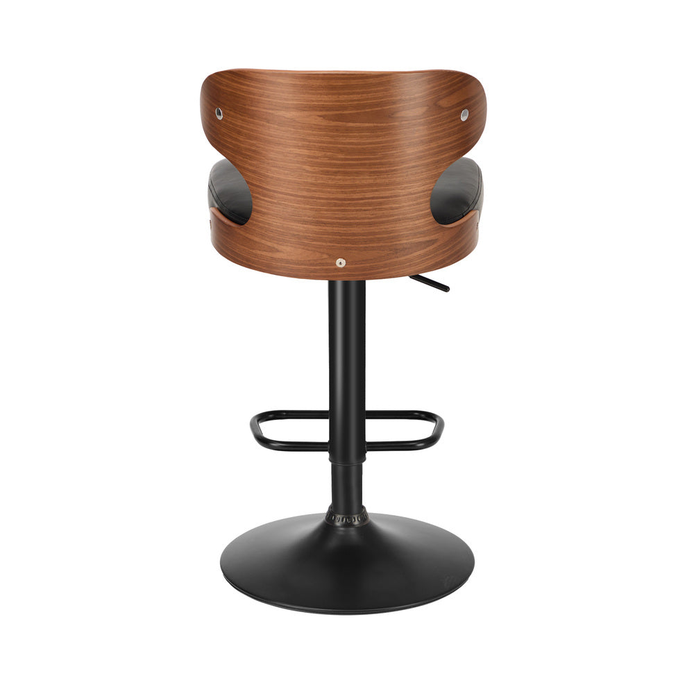 Oikiture 4x Bar Stools Adjustable Height Stool Swivel Leather Black-Bar Stool-PEROZ Accessories