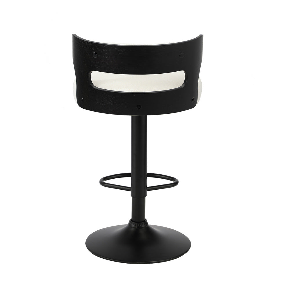 Oikiture 4x Bar Stools Gas Lift Swivel Chairs Wooden Boucle White-Bar Stool-PEROZ Accessories