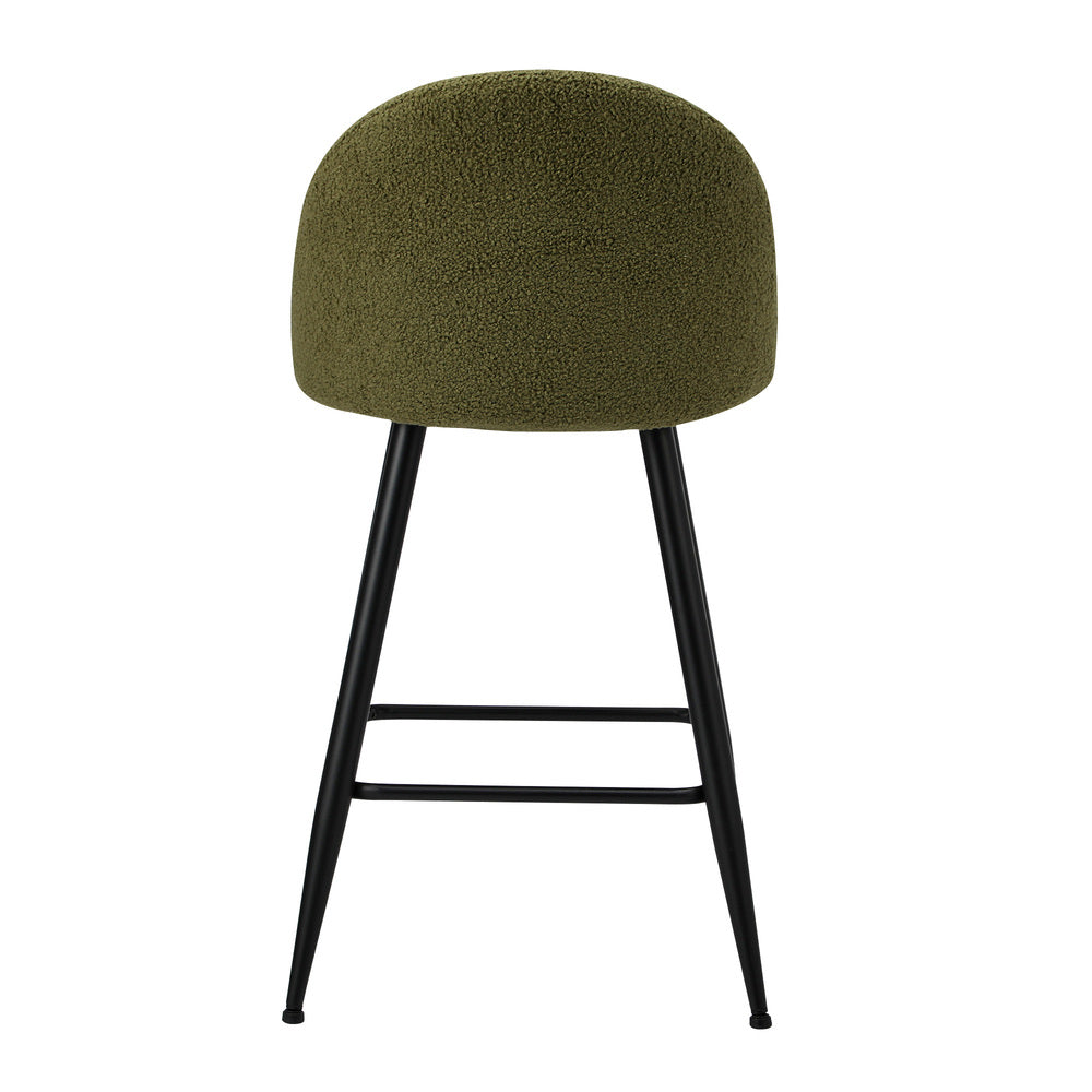 Oikiture 4x Bar Stools Kitchen Counter Stool Green Boucle Padded-Bar Stool-PEROZ Accessories