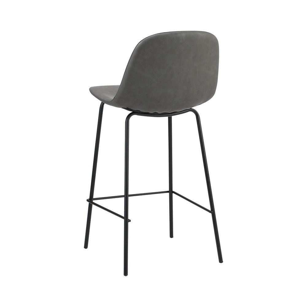 Oikiture 4x Bar Stools Kitchen Dining Chair PU Leather Grey-Bar Stool-PEROZ Accessories