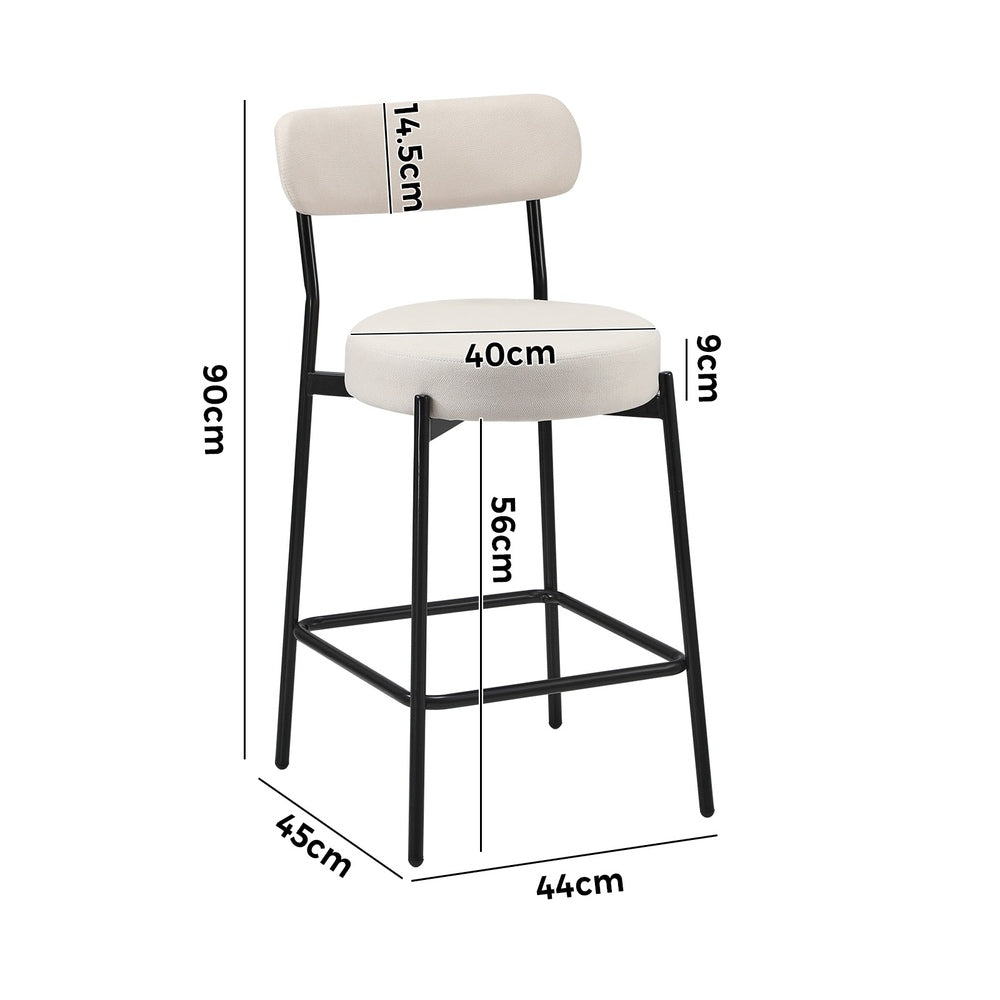 Oikiture 4x Bar Stools Polyester Linen Fabric Beige-Bar Stool-PEROZ Accessories