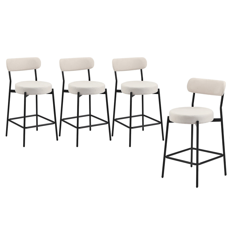 Oikiture 4x Bar Stools Polyester Linen Fabric Beige-Bar Stool-PEROZ Accessories