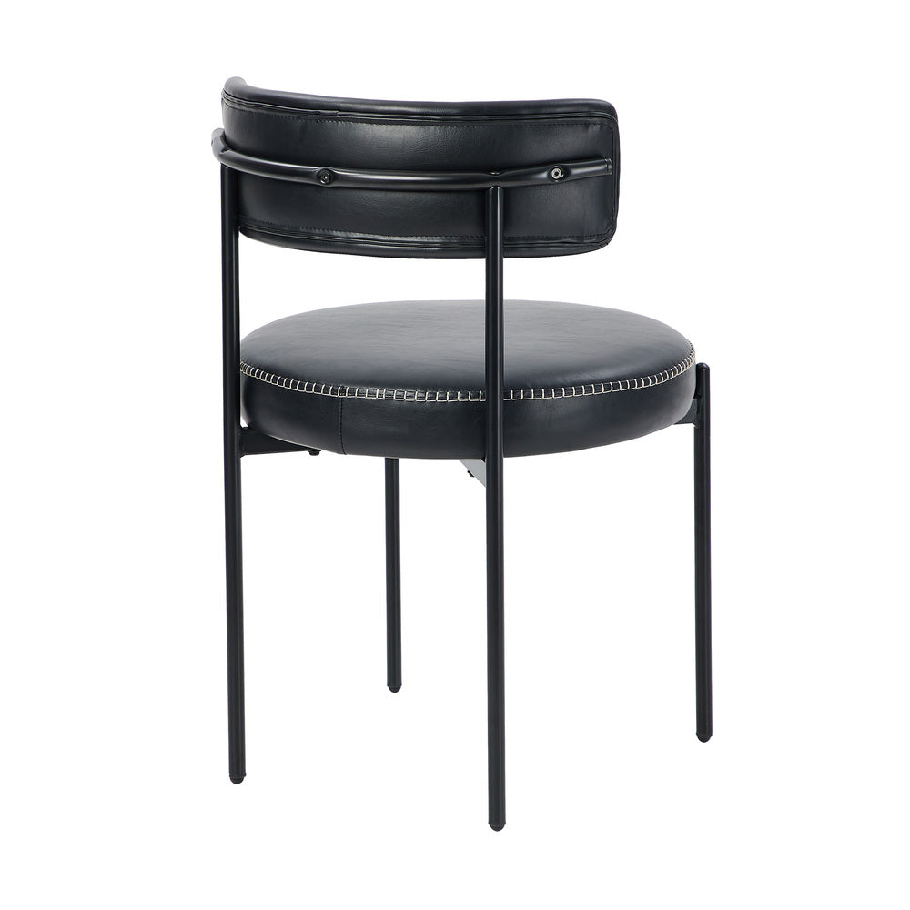 Oikiture 4x Dining Chair Round Leather Brown-Dining Chair-PEROZ Accessories