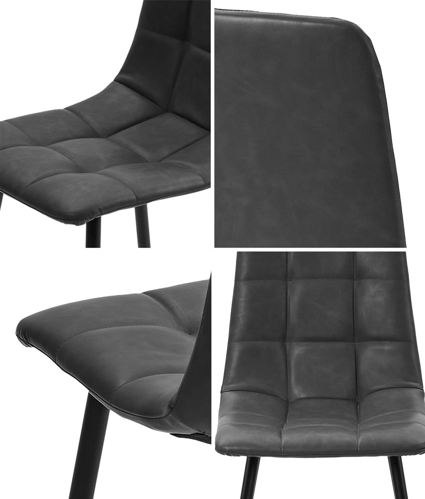 Oikiture 4x Dining Chairs PU Leather Padded Seat Retro Grey-Dining Chair-PEROZ Accessories