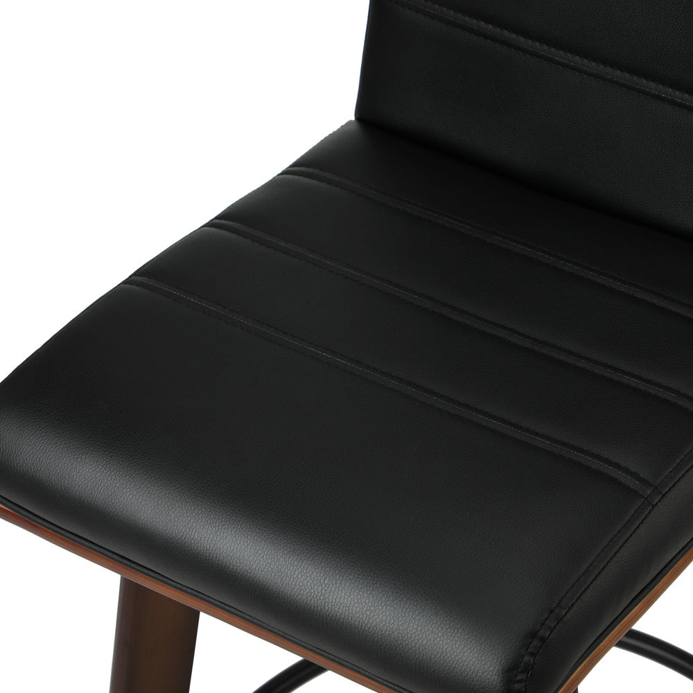 Oikiture 4x Wooden Bar Stools Swivel Chairs PU Leather-Bar Stool-PEROZ Accessories