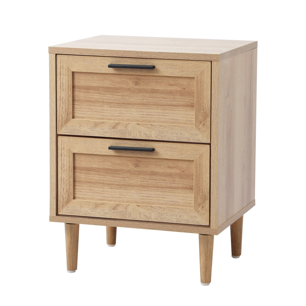 Oikiture 5 Chest of Drawers and 2 Bedside Tables Bedroom Set Natural-Bedroom Set-PEROZ Accessories