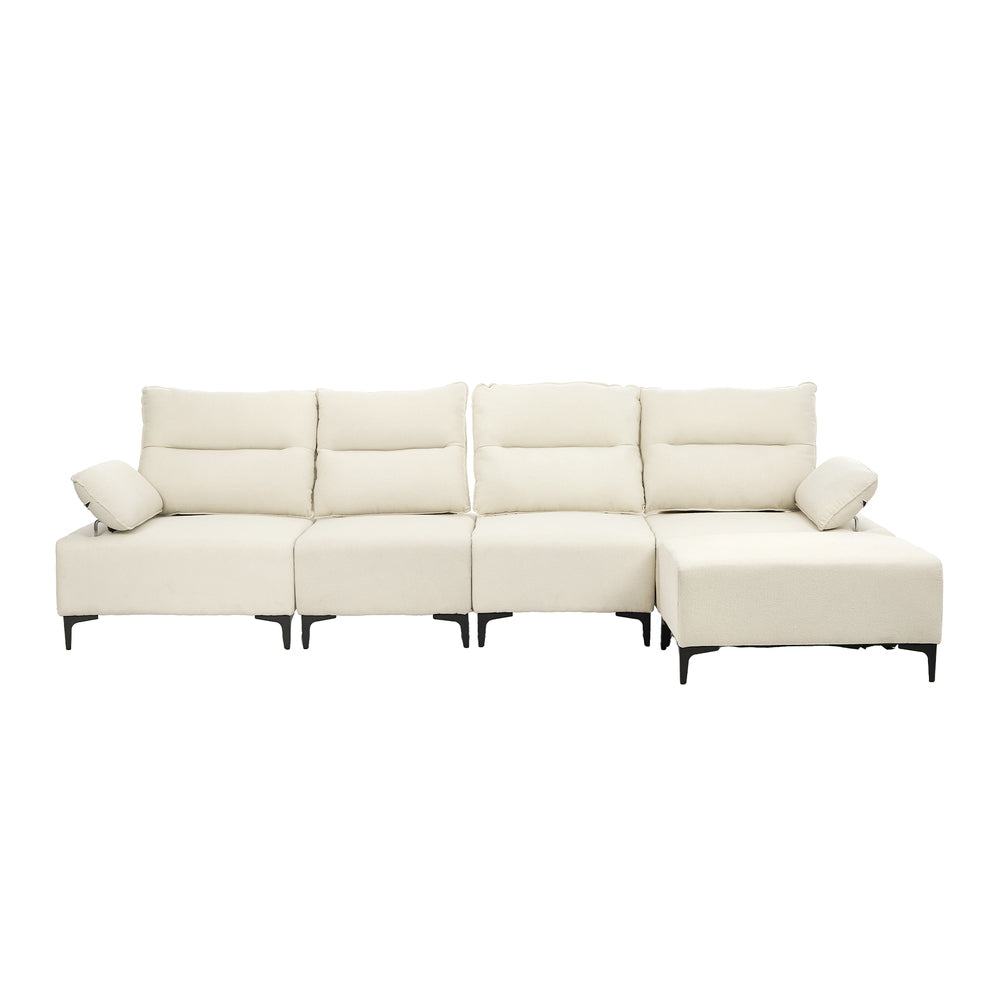 Oikiture 5 Seater Modular Sofa Chenille Couch Armrest Ottoman Set-Sofa-PEROZ Accessories