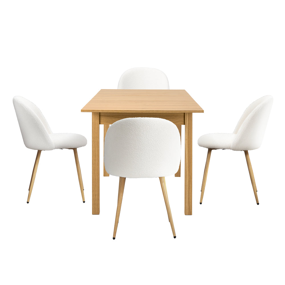 Oikiture 5pc Extendable Dining Table and Chairs Set Natural & White-Dining Table-PEROZ Accessories