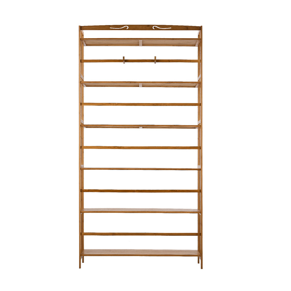 Oikiture 6-tier Bamboo Bookshelf Bookcase Adjustable Display Shelf-Bookshelf-PEROZ Accessories