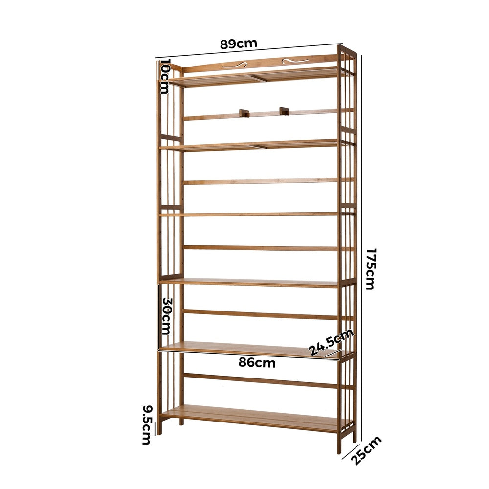 Oikiture 6-tier Bamboo Bookshelf Bookcase Adjustable Display Shelf-Bookshelf-PEROZ Accessories