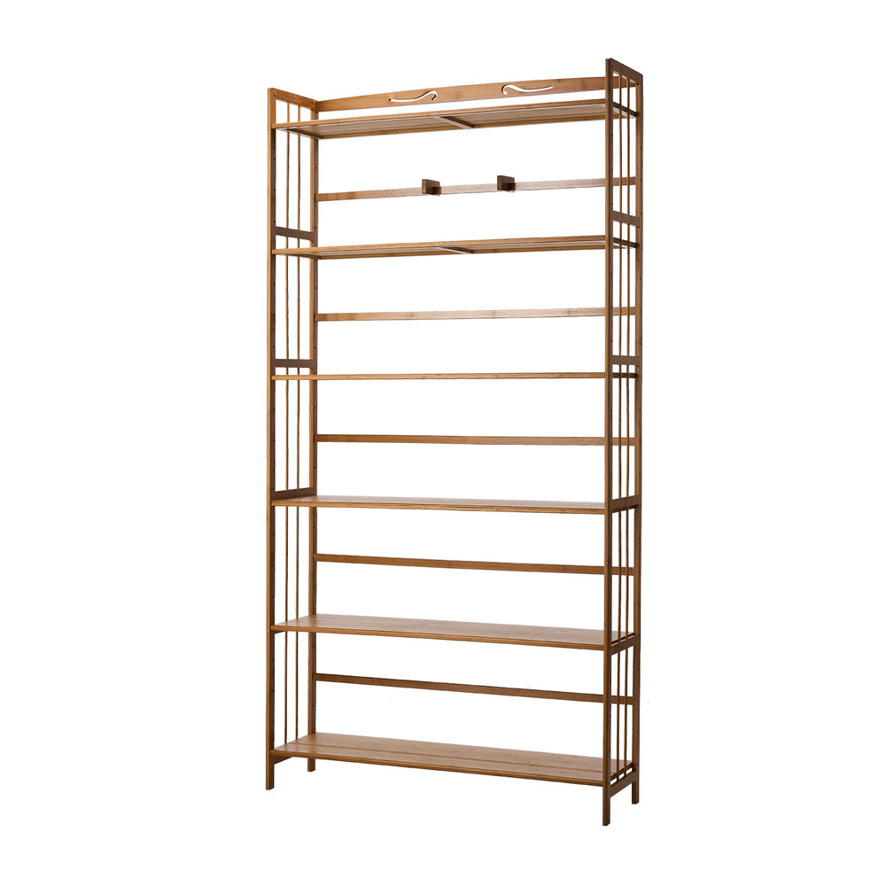 Oikiture 6-tier Bamboo Bookshelf Bookcase Adjustable Display Shelf-Bookshelf-PEROZ Accessories