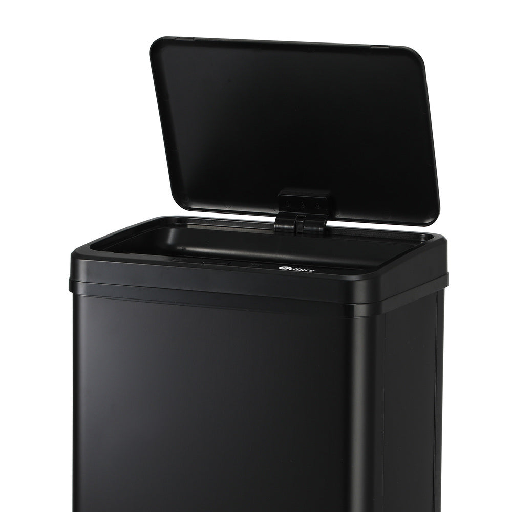 Oikiture 60L Motion Sensor Bin Stainless Steel Black-Sensor Bin-PEROZ Accessories