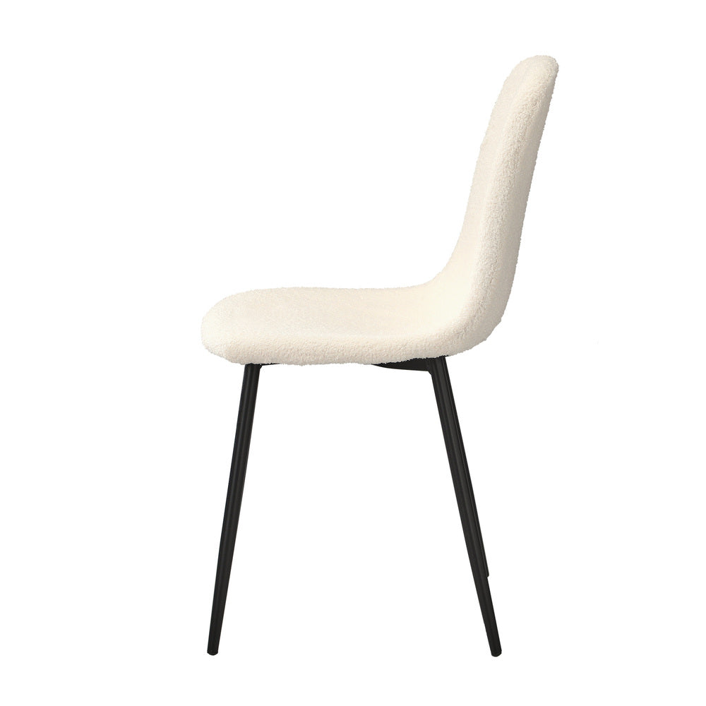 Oikiture 6x Dining Chairs Sherpa White and Black-Dining Chair-PEROZ Accessories