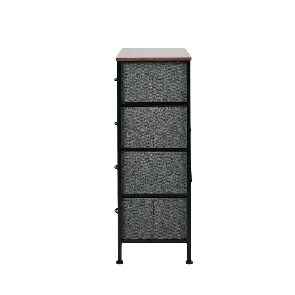 Oikiture 8 Chest of Drawers Fabric Grey Wooden Tabletop-Chest of Drawers-PEROZ Accessories