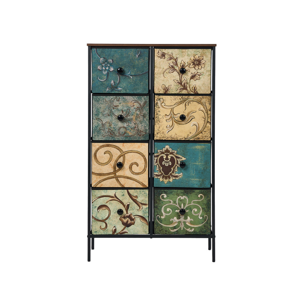 Oikiture 8 Chest of Drawers Fabric Tallboy Retro Vintage-Chest of Drawers-PEROZ Accessories