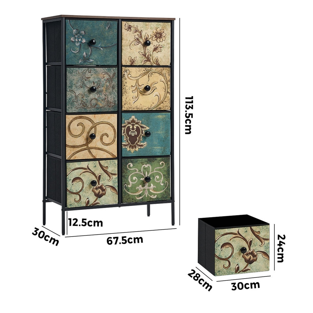 Oikiture 8 Chest of Drawers Fabric Tallboy Retro Vintage-Chest of Drawers-PEROZ Accessories