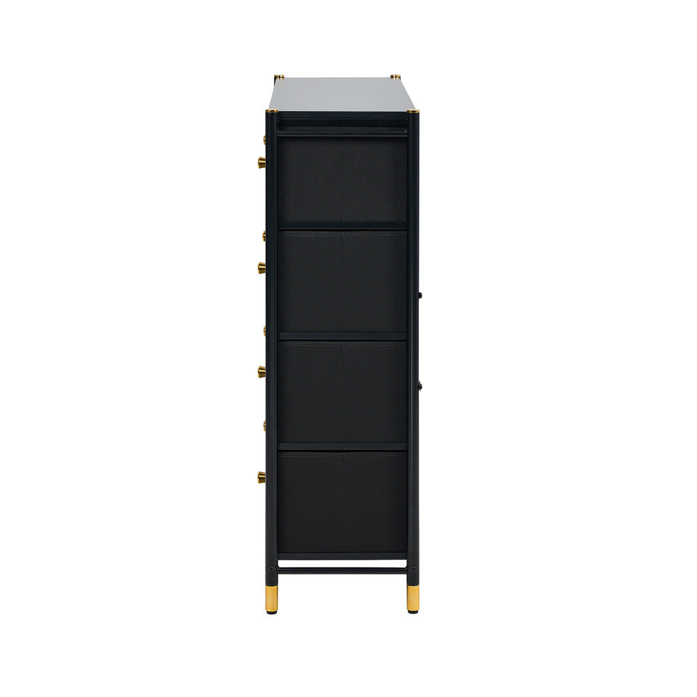 Oikiture 8 Chest of Drawers PU Fabric Black-Chest of Drawers-PEROZ Accessories