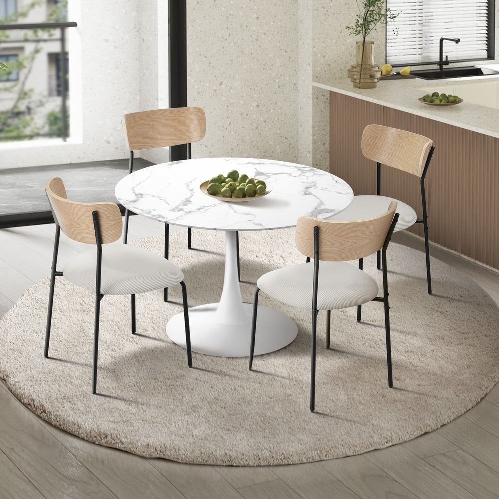 Oikiture 90cm Dining Table and Chairs 4-Seater Kitchen Furniture Set-Dining Set-PEROZ Accessories