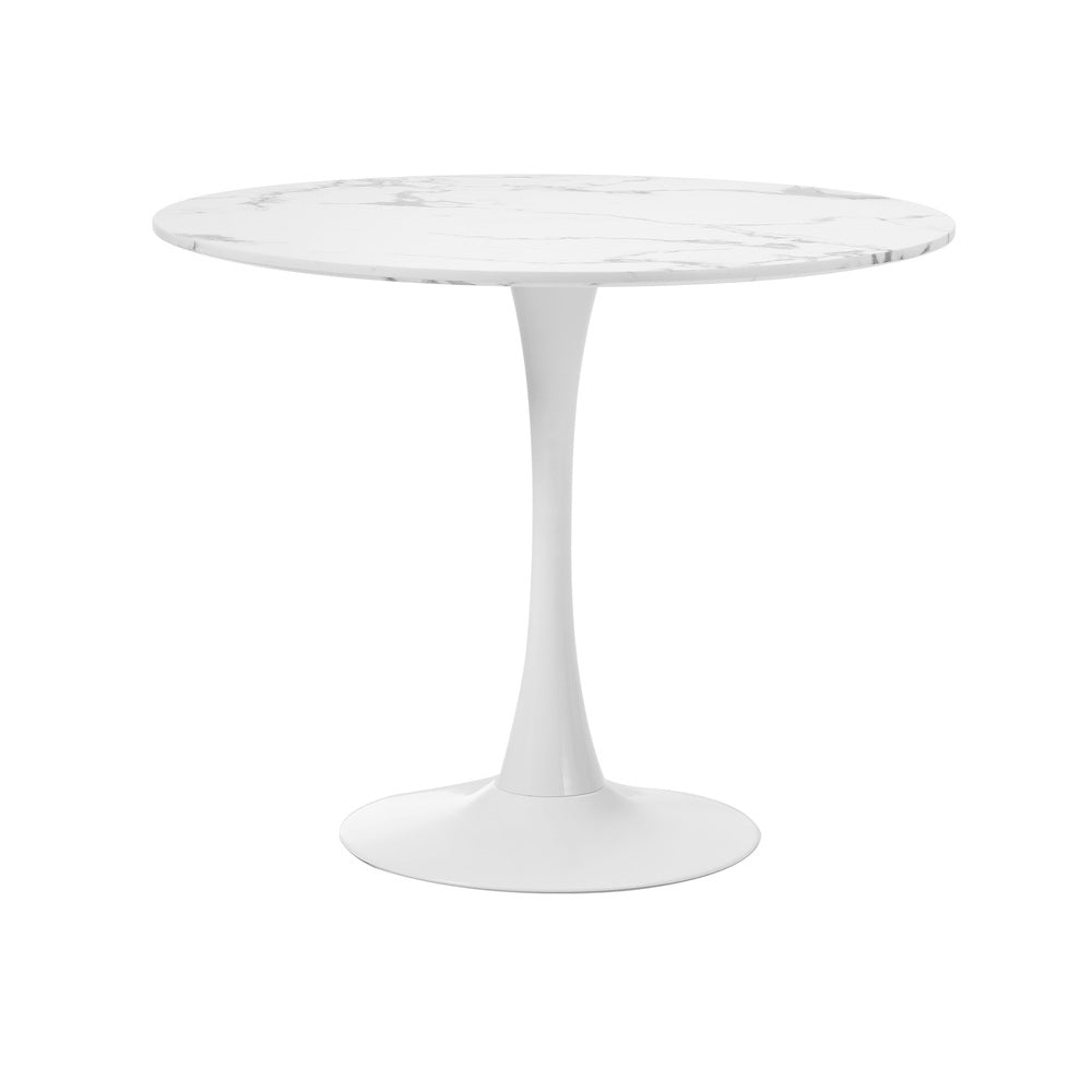 Oikiture 90cm Round Dining Table with 4x Dining Chairs Sherpa Gold & White-Dining Set-PEROZ Accessories