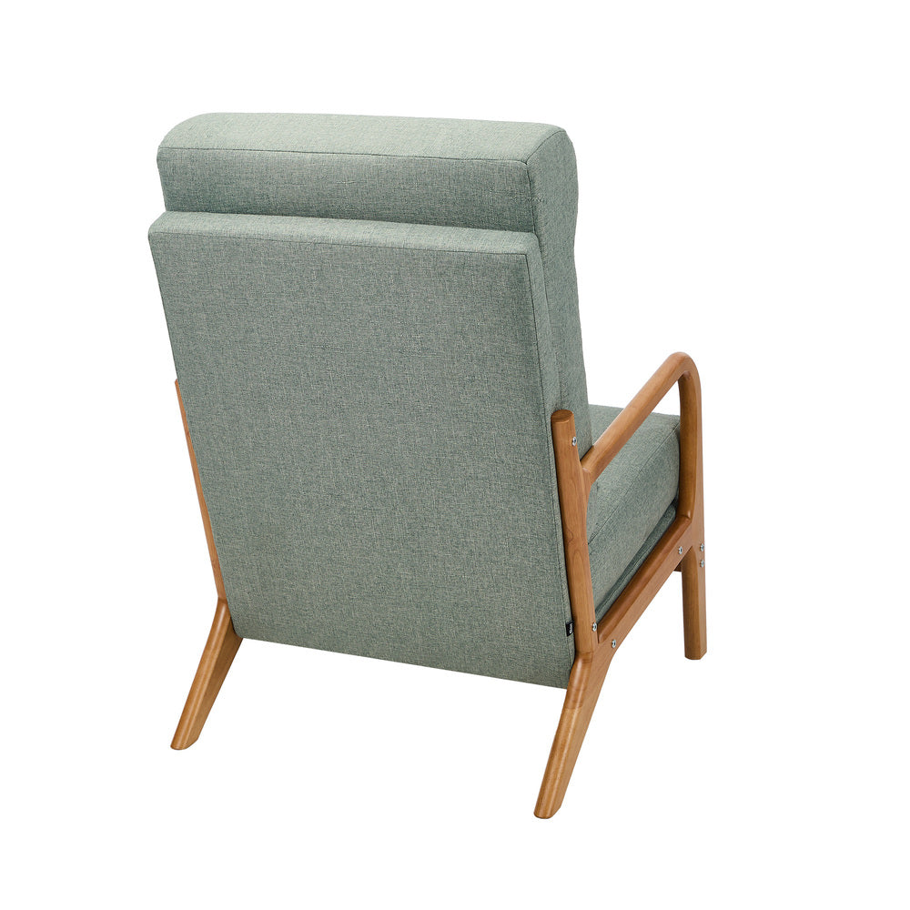 Oikiture Armchair Linen Fabric Lounge Chair with Lumbar Pillow Green-Armchair-PEROZ Accessories