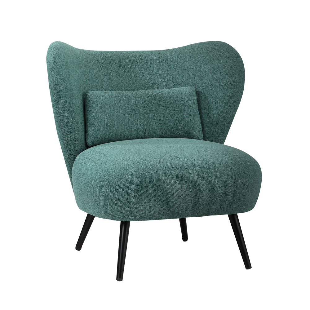 Oikiture Armchair with Lumbar Pillow Wingback Polyester linen Green-Armchair-PEROZ Accessories