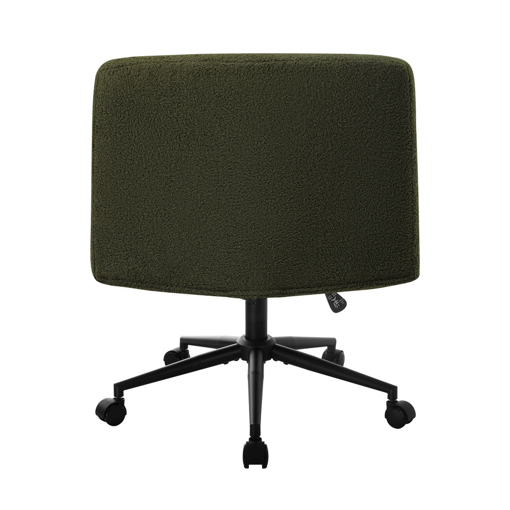 Oikiture Armless Office Chair Wide Seat with Wheels Boucle Green-Office Chair-PEROZ Accessories