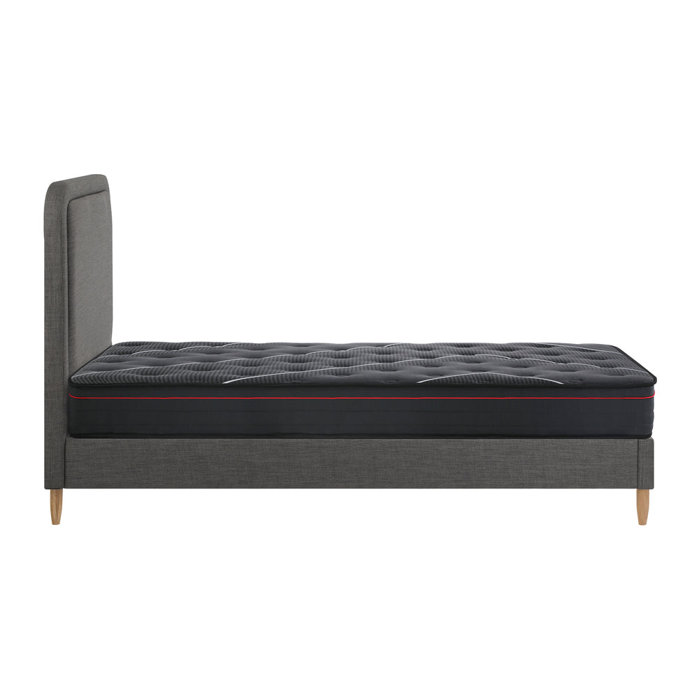 Oikiture Bed Frame Double Size Beds Platform with Mattress Grey Fabric-Bed Frame-PEROZ Accessories