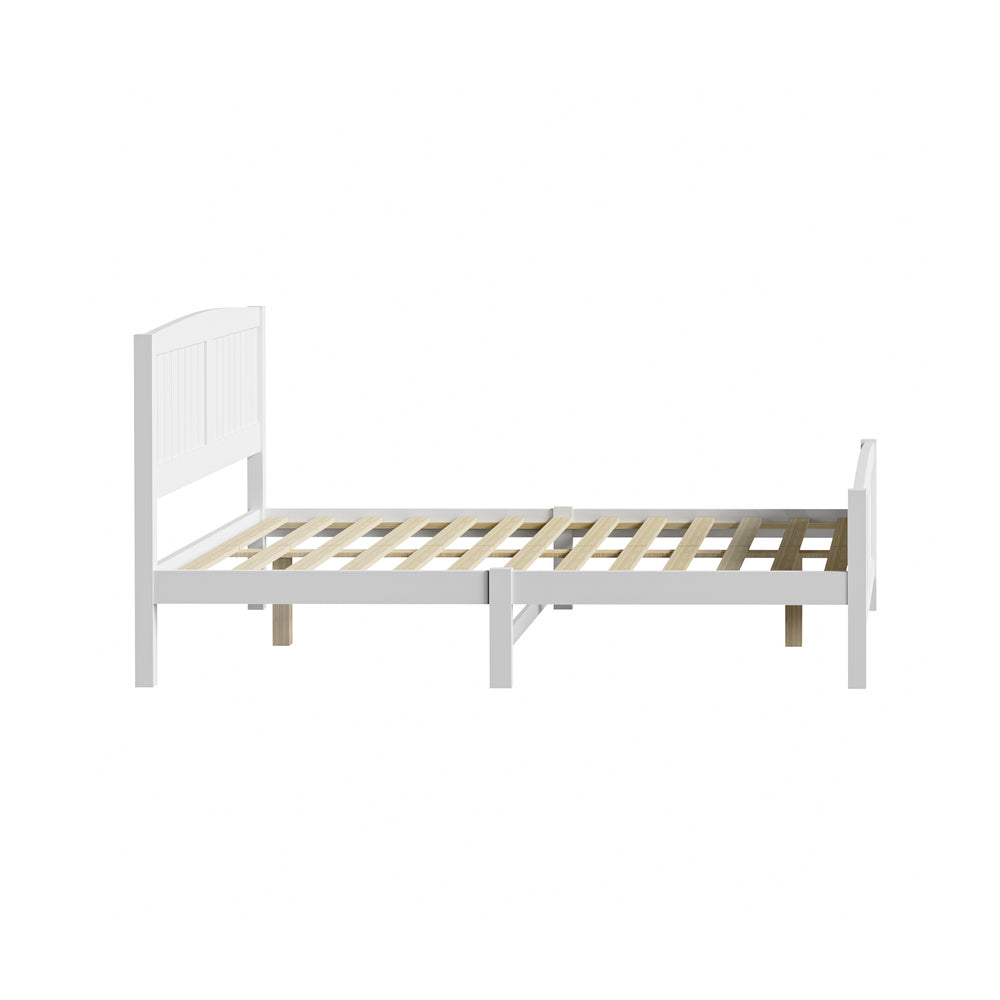 Oikiture Bed Frame Double Size Timber Platform White-Wooden Bed Frames-PEROZ Accessories