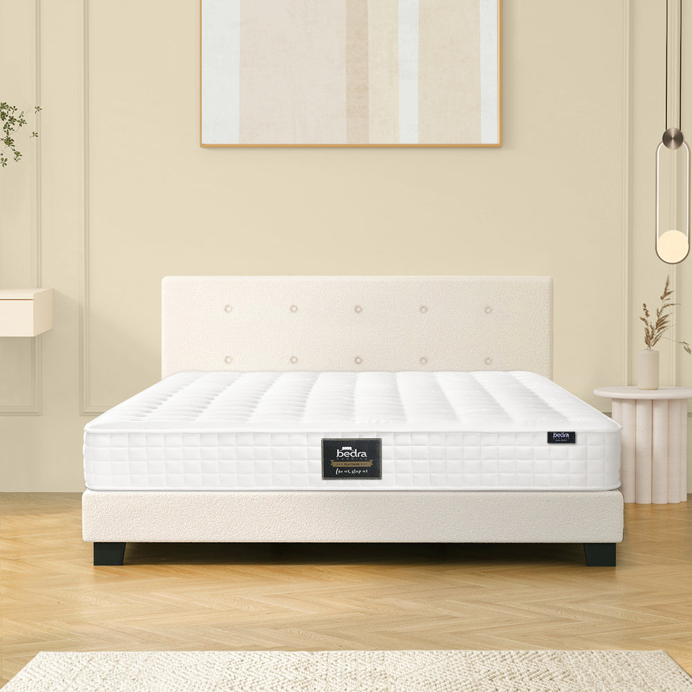 Oikiture Bed Frame Double Size Wooden Beds with Mattress White-Bed Frame-PEROZ Accessories