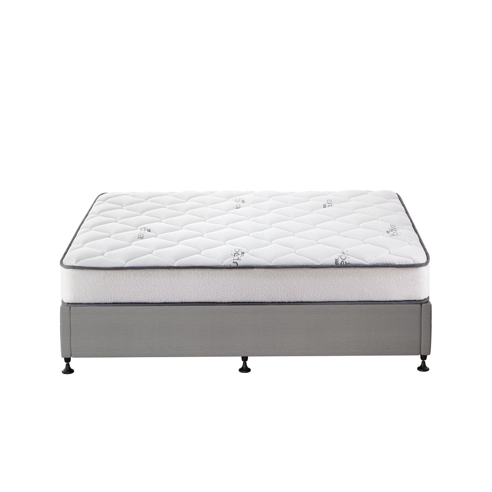 Oikiture Bed Frame King Single Size Upholstered with Mattress Beige-Bed Frame-PEROZ Accessories