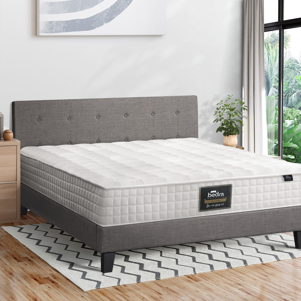 Oikiture Bed Frame King Size Wooden Platform Beds with Mattress Grey-Bed Frame-PEROZ Accessories