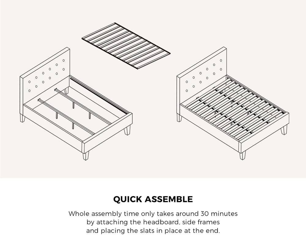 Oikiture Bed Frame King Size Wooden Platform Beds with Mattress White-Bed Frame-PEROZ Accessories