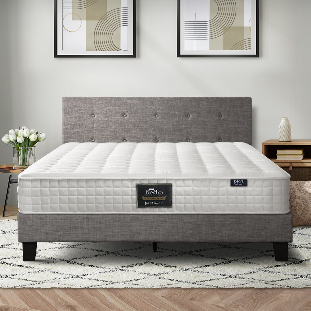 Oikiture Bed Frame Queen Size Wooden Platform Beds with Mattress Grey-Bed Frame-PEROZ Accessories