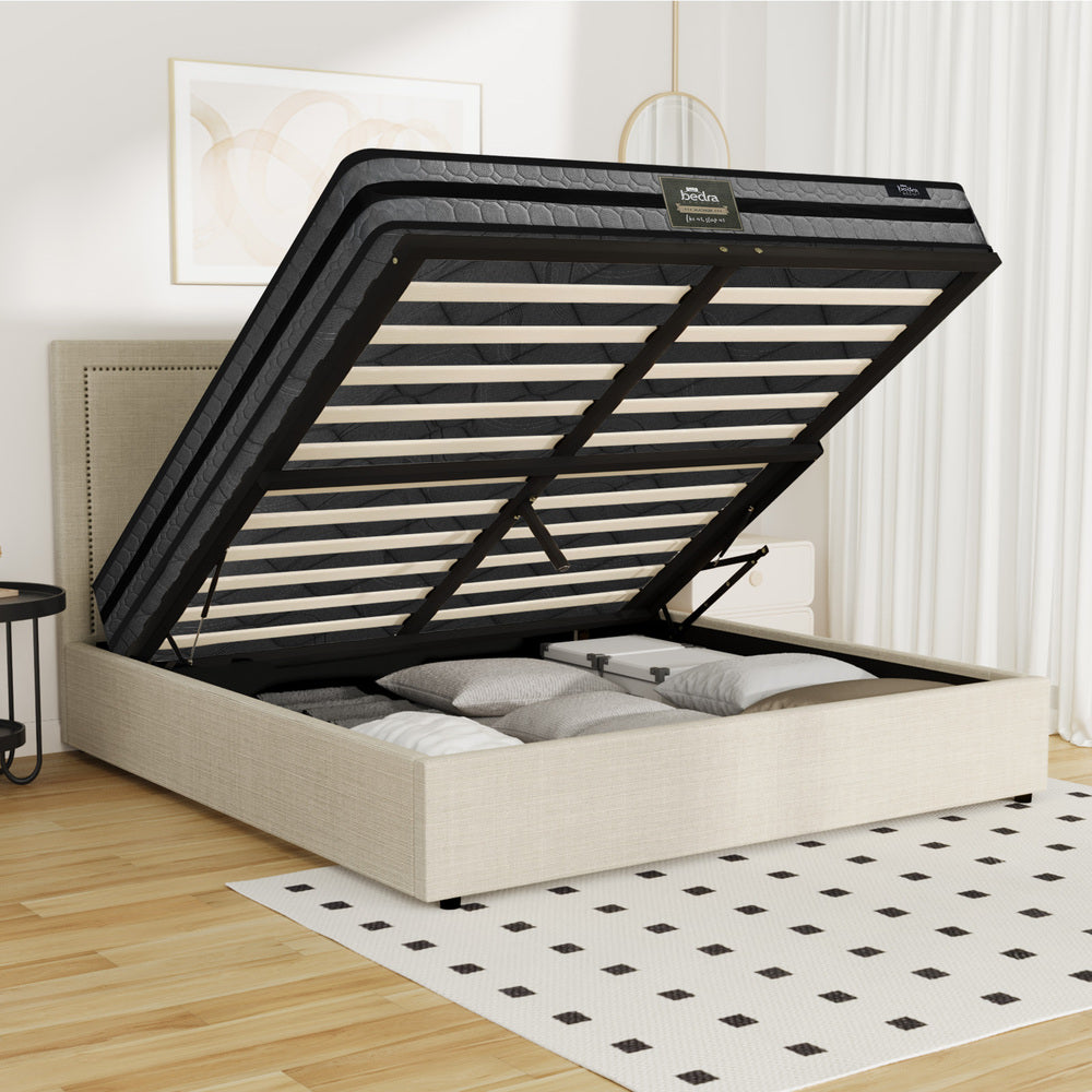 Oikiture Bed Frame With Mattress Set Double Size Gas Lift Storage ADI-Bed Frame-PEROZ Accessories