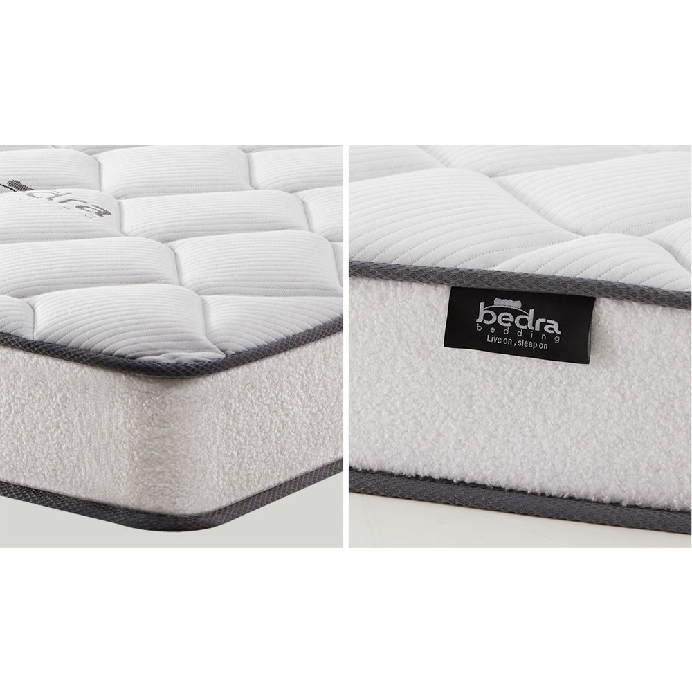 Oikiture Bed Frame with Mattress Double Size Pink Velvet-Bed Frames-PEROZ Accessories