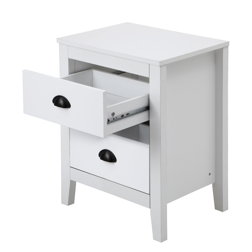 Oikiture Bedside Table 2 Drawers Nightstand Vintage-Bedside Table-PEROZ Accessories