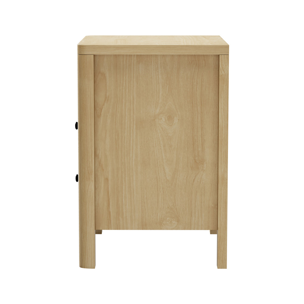 Oikiture Bedside Table 2 Drawers Side End Tables Open Shelf Natural-Bedside Tables-PEROZ Accessories