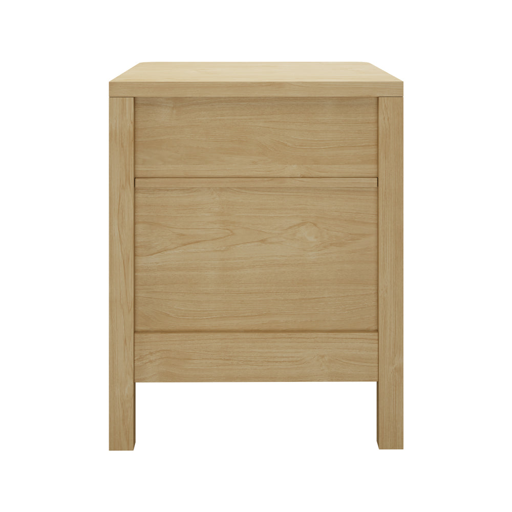 Oikiture Bedside Table 2 Drawers Side End Tables Open Shelf Natural-Bedside Tables-PEROZ Accessories