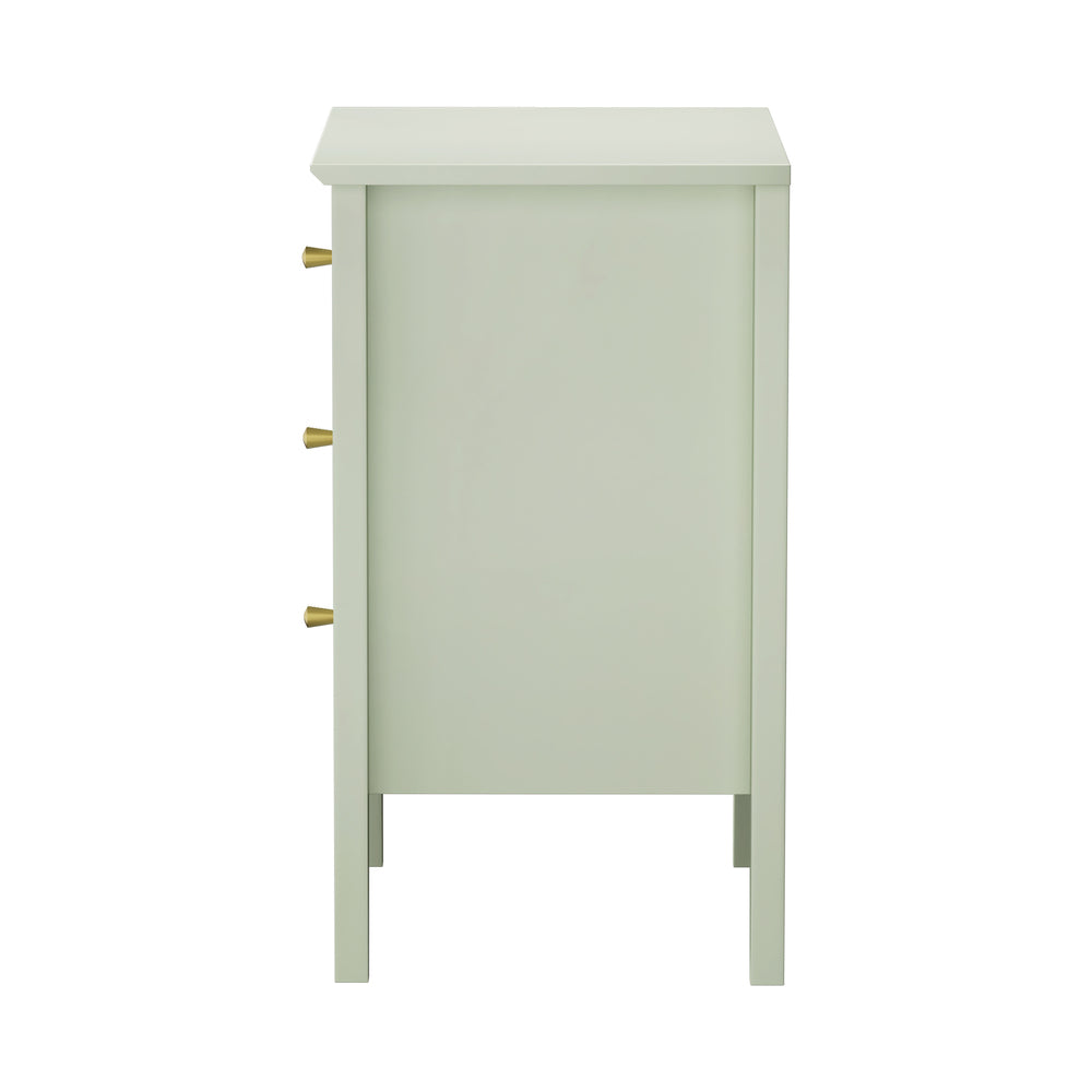 Oikiture Bedside Table 3 Drawers Side End Nightstand Green-Bedside Table-PEROZ Accessories